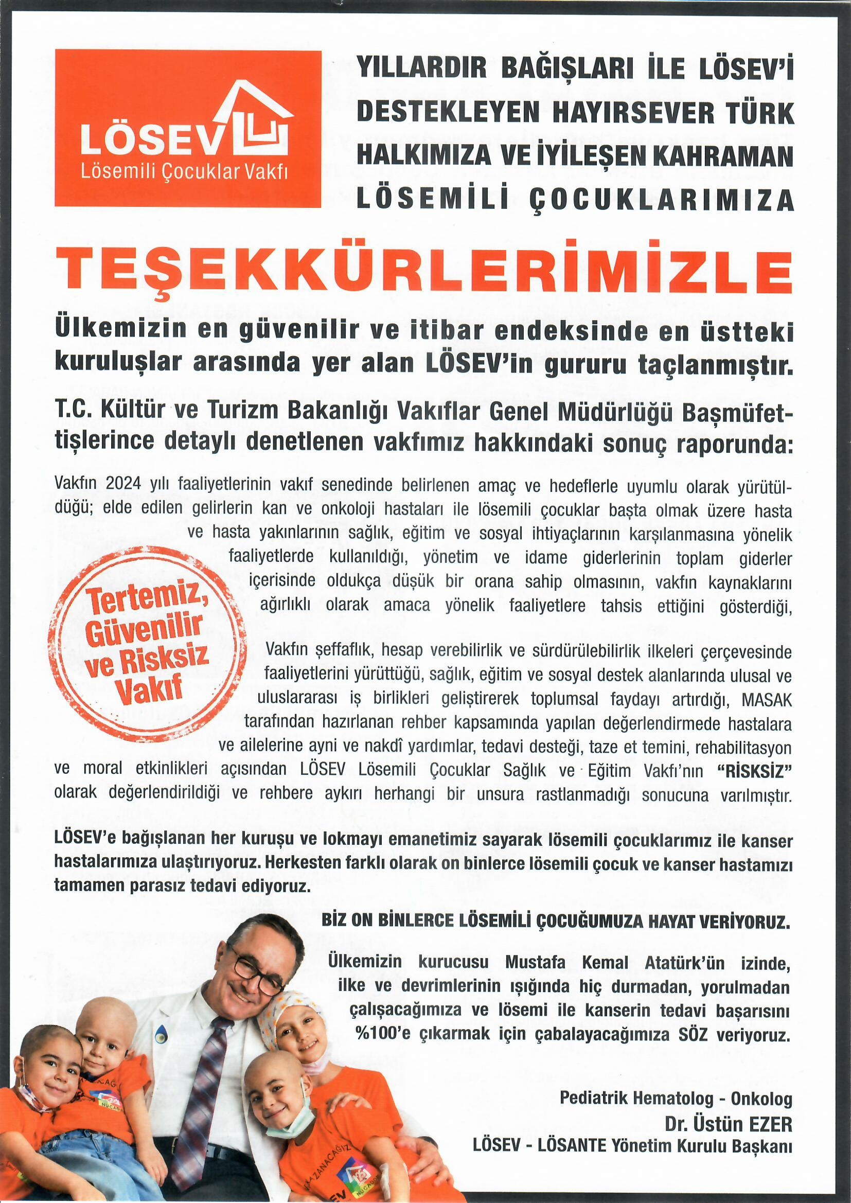 Lösev'in kamuoyuna duyurusu